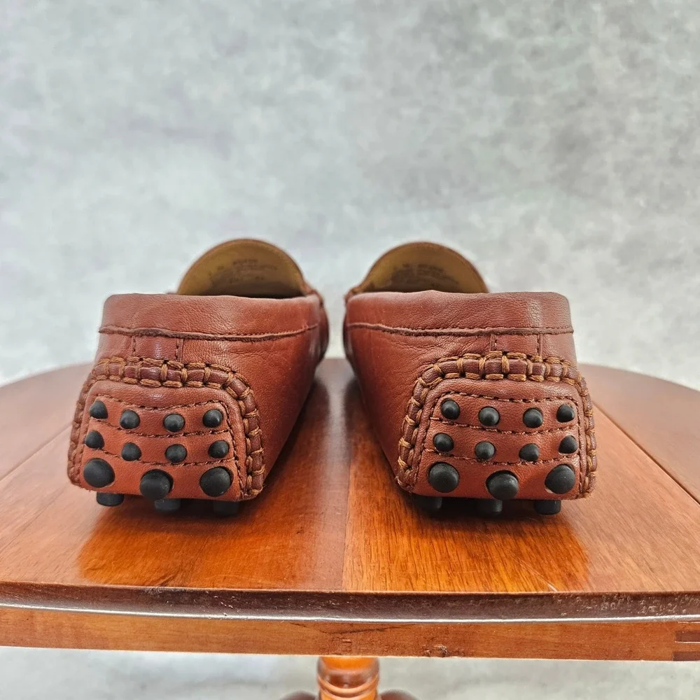 Lands End Leather Driving Loafers Moccasins Brown‎ Slip On Shoes Mens Size 4